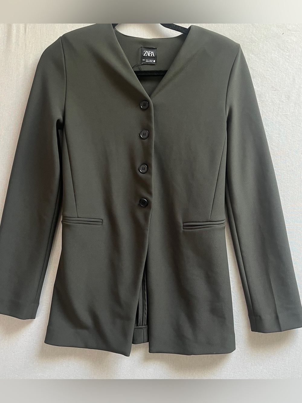 Zara Tailored Button Front Textured Knit Jacket Blazer Size S - Shoulder Pads